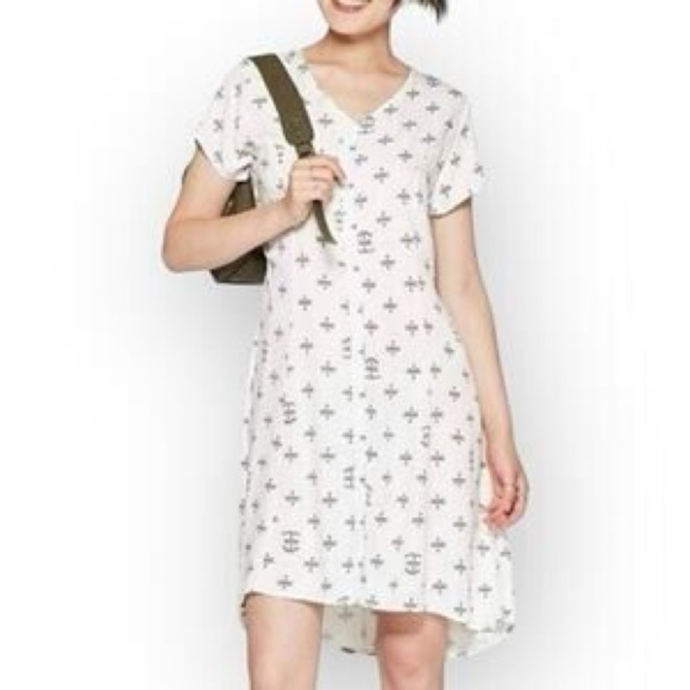 By Junkfood Blondie Camp Funtime White Black Button Front Mini Dress Large